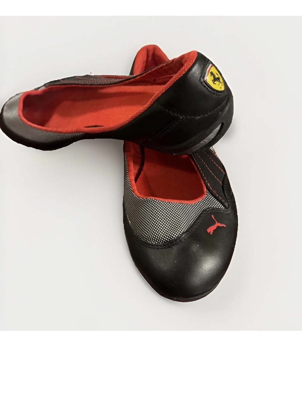 Y2K Vintage Puma Ferrari Ballet Flats Sporty Streetwear Diva Black Red Size 6.5